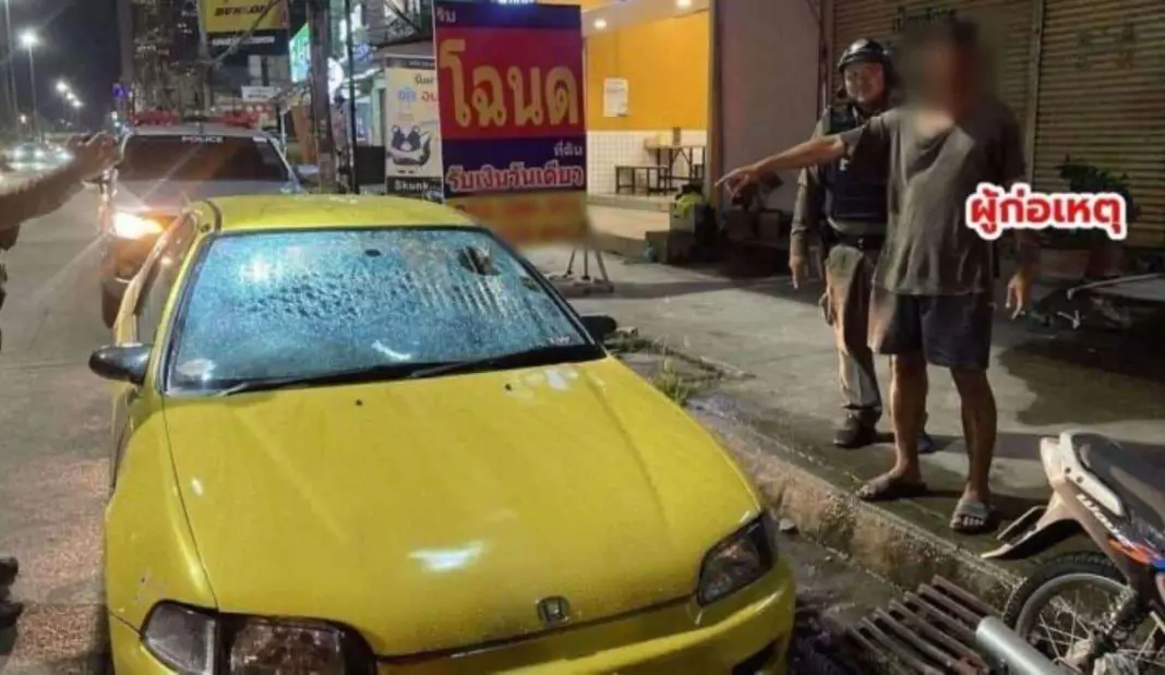 Stone-Throwing Man Wreaks Havoc in Chiang Mai Streets Stone-Throwing Man Wreaks Havoc in Chiang Mai Streets